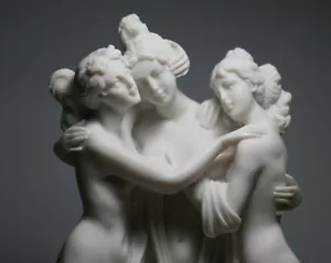 3 Graces Goddesses Canova Nude Female Cast Marble Statue Sculpture Museum 9.84in - Picture 1 of 8