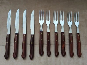 Vintage Stainless Wood Handle Fork & Knife Lot of 10 Richards Sheffield England - Picture 1 of 7