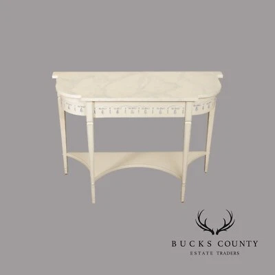 Mesa consola The Patterson Studio pintada a mano azul y blanco Foto 1 de 4