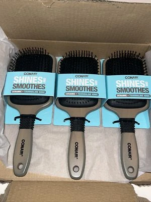 3 Pac Conair Shines And Smoothes Ceramic￼Tourmaline Ionic Hair Brush - Image 1 of 4