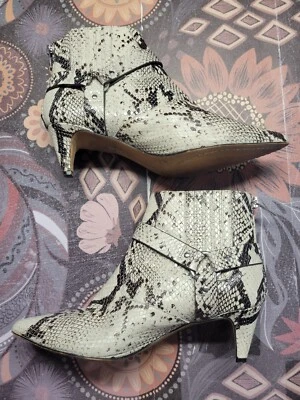 Vince Camuto Size 8 Leather Faux Snakeskin Booties - Image 1 of 4
