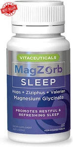 Magzorb Magnesium Sleep Supplement 60s Glycinate Vegan Valerian Ziziphus - Picture 1 of 12