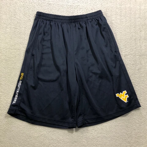 West Virginia Mountaineers Athletic Shorts Mens Medium Blue Drawstring Gym Cover
