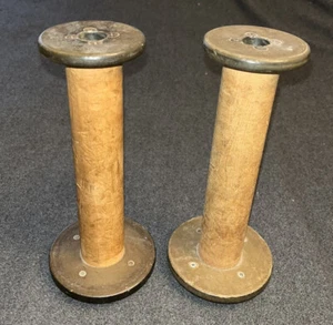Antique Vintage Primitive 9” Sewing Spools Bobbin Thread Spindles Lestershire - Picture 1 of 3