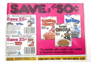 Vtg 1980s Count Chocula Frankenberry Boo Berry Cereal Coupons Never Expire - Picture 1 of 1