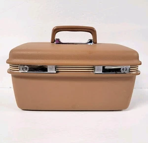 VTG Samsonite Concord Survivor Train Case Brown With 2 Keys 15 Inch 1970s - Picture 1 of 23