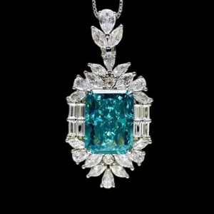 Exquisite Large 925 Sterling Silver Zircon Necklace S8 - Picture 1 of 11