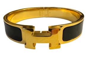 HERMES Clic H Bracelet Black w/ Gold Hardware *EXCELLENT CONDITION* - Picture 1 of 7
