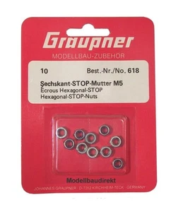 10 St. Sechskant Stop - Muttern M5 Stahl vernickelt Graupner Nr. 618 NEU & OVP - Picture 1 of 1