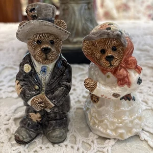 True Love Salt and Pepper Shakers Boyds Bears wedding bride and groom Rare 4” T - Picture 1 of 9