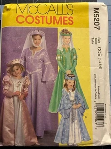 McCall's M5207 Girls Renaissance Medieval Costume Princess Pattern UNCUT Sz 3-6 - Picture 1 of 2