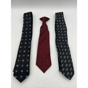 Youth Tie Black Red Bicycle Print Clip On Necktie Dress Up Lot Of 3 - Picture 1 of 7