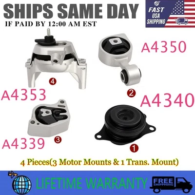 4 Pack New Engine Motor & Trans Mount Auto For 2007-2016 Nissan Altima 2.5L CVT Foto 1 de 4