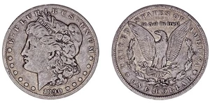 SILVER US MORGAN DOLLAR - DÓLAR MORGAN PLATA EE.UU. NEW ORLEANS. 1890. VF / MBC. - Imagen 1 de 1