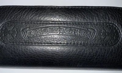 Óculos de sol Chrome Hearts preto grande zíper couro estojo de óculos - Imagem 1 de 4