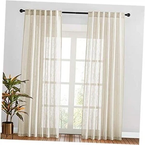 Window Sheer Curtains - Sliding Door Curtains 95 inches Long Light Filter for - Picture 1 of 7