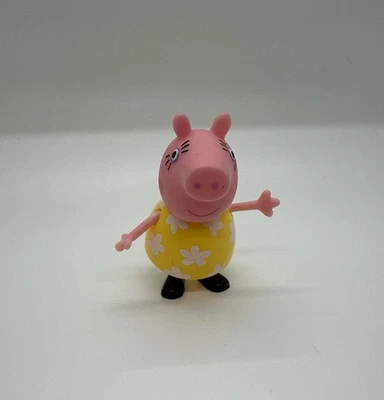 复古 Peppa Pig Mrs Mummy 公仔黄色连衣裙 2003 坐/站 Jazwares 2.75 英寸 — 第 1/4 张图片