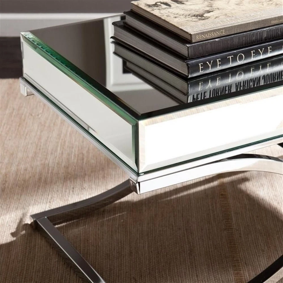 Mesa de centro con espejo SEI Furniture Ava en cromo Foto 1 de 4