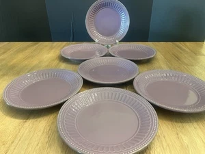 Lenox French Perle Groove Lavender Violet Set Of 7 Salad Plates 8" - Picture 1 of 5