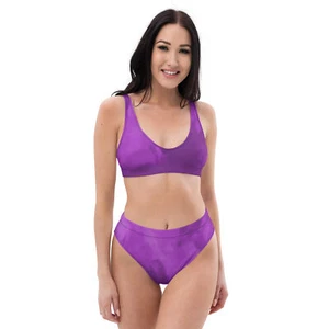 Deep Orchid Abstract Recycled high-waisted bikini - Picture 1 of 24
