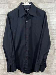 7 Diamond Black Dress Shirt w/ Black Embroidery Size Medium - Picture 1 of 8