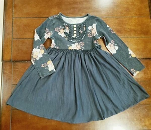 Matilda Jane with Joanna Gaines Size 4 Creature Comforts Dress Black/Gray Floral - Picture 1 of 11