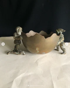 Antique bronze plaque with European dwarves 19th-early 20th century. Beautiful w - Picture 1 of 12