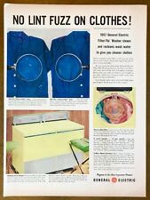 1957 General Electric Filter-Flo Washer PRINT AD Yellow Washing Machine Dryer
