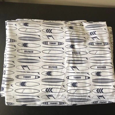 TOMMY HILFIGER Vintage TABLAS DE SURF AZUL ÍNDIGO Surf ALGODÓN HOJA PLANA COMPLETA Foto 1 de 4