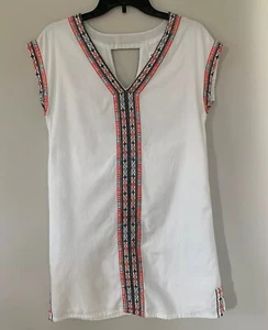 New ARTISAN NY White Boho Embroidered 100% Cotton Shift Dress Size XS - Picture 1 of 8