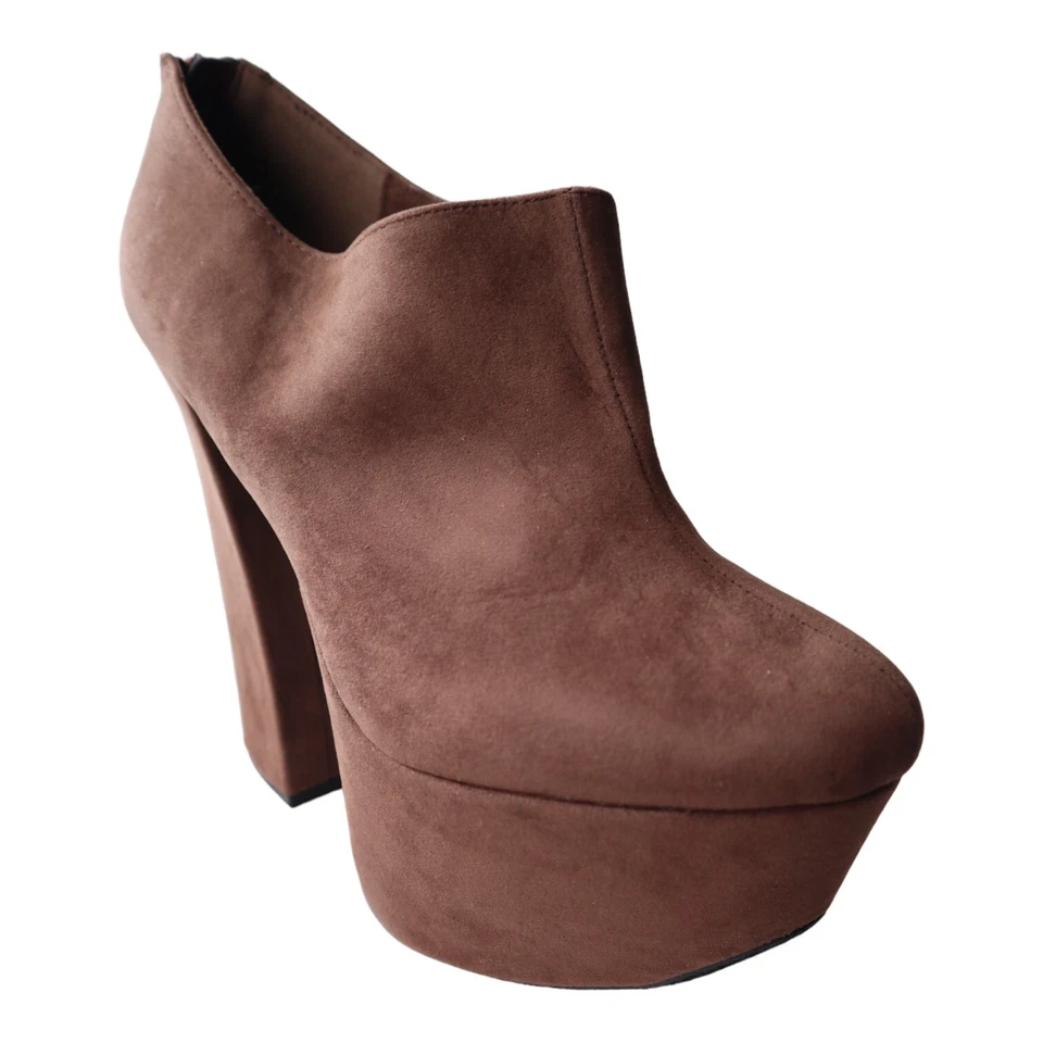 Бархатные ботильоны Fahrenheit «Anne» с закрытым носком на лодыжке, коричневые размер 9 - Изображение 1 из 4
