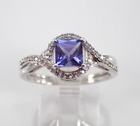 2Ct Princess Lab Created Tanzanite Solitaire Wedding Ring 14K White Gold Plated