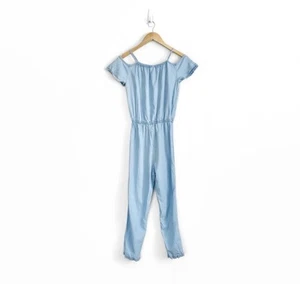 Next Girls Chambray Cold Shoulder Jumpsuit 11 L Blue Lyocell - Picture 1 of 9