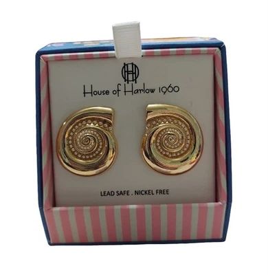 Pendientes House Of Harlow 1960 con concha de caracol de perlas doradas nuevos en caja Foto 1 de 4