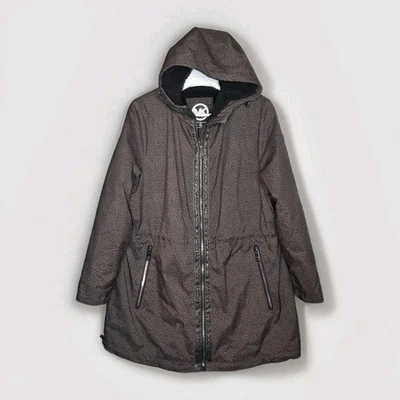 Abrigo Michael Kors Soft Shell con Capucha Anorak Plus 1X Chocolate Animal Lepord Foto 1 de 4