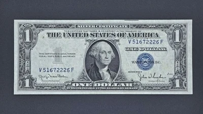 1935-D "Narrow" US $1 Silver Certificate, FR#1613,  AUNC-55, Serial#: V51672226F - Image 1 of 2