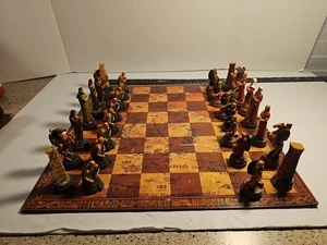 Veronese 2005 Chess Set Hand Painted Collectible Pieces are stone type material - Picture 1 of 11