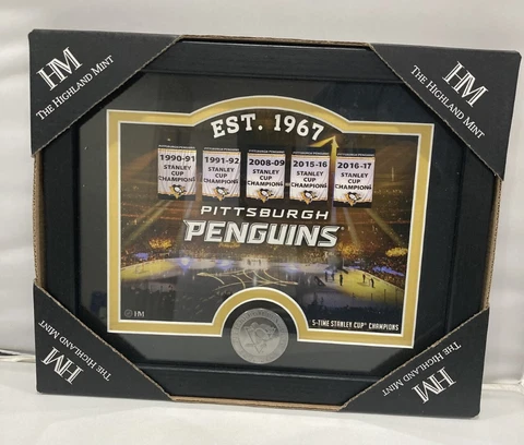 Pittsburgh Penguins NHL 11" x 9" Framed & Matted Stadium Photo Mint w/ Coin Cover