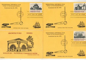 1981 ARCHITECTURE SERIES 1928/1931 RARE SET OF 4 POSTCARDS CACHETED BOTH SIDES - Picture 1 of 2