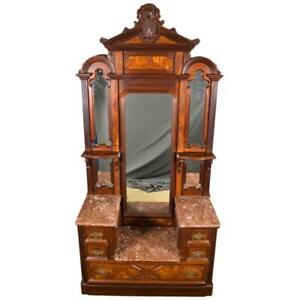 Antique Victorian Unusual Princess Dresser / Marble Top Chest #21643