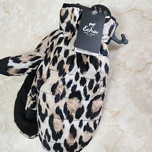 Echo New York S/M Women's Mittens Winter Animal Print Black Brown New - Picture 1 of 8