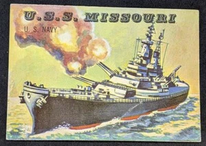1955 Topps Rails & Sails, U.S.S. Missouri, Card # 190, Short Print - Imagen 1 de 2