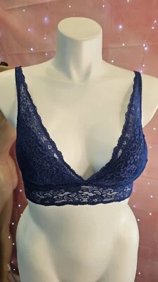 Soma Bralette Large Lace  On Wire Free Bra Blue  Hook & Eye Size Large Foto 1 de 4