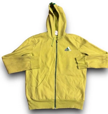 Women’s XL Adidas Sweatshirt Full Zip Hooded Lime Green w/ Green Stripes Retro - Image 1 of 4