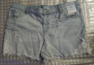 Cat & Jack Size XXL (18) Plus Stretch Short Adj Waist Denim 18" Waist Embroider - Picture 1 of 8