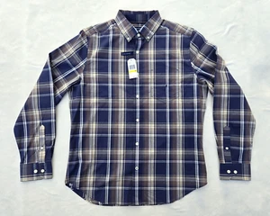 Nautica Mens Dress Shirt Button Down Wrinkle Resistant L/S Blue Plaid Size Med - Picture 1 of 8