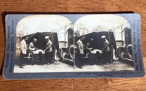 Keystone WW1 Stereoview Card French Field Hospital w X-Ray Machine Ambulance - Foto 1 di 6