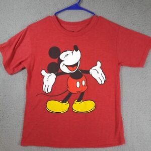 Mickey MouseT-Shirt Boys Medium Red Youth Tee Top Big Graphic Disney Cartoon