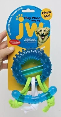 JW Pet Co. Игрушка-кольцо для собак Play Place средний размер синяя 43610 нетоксичная суперпрочная 8x5 дюймов - Изображение 1 из 4