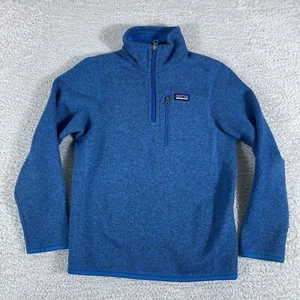 Patagonia Better Sweater Boys Medium 10 Blue Fleece 1/4 Zip Pullover Kids Jacket - Picture 1 of 12
